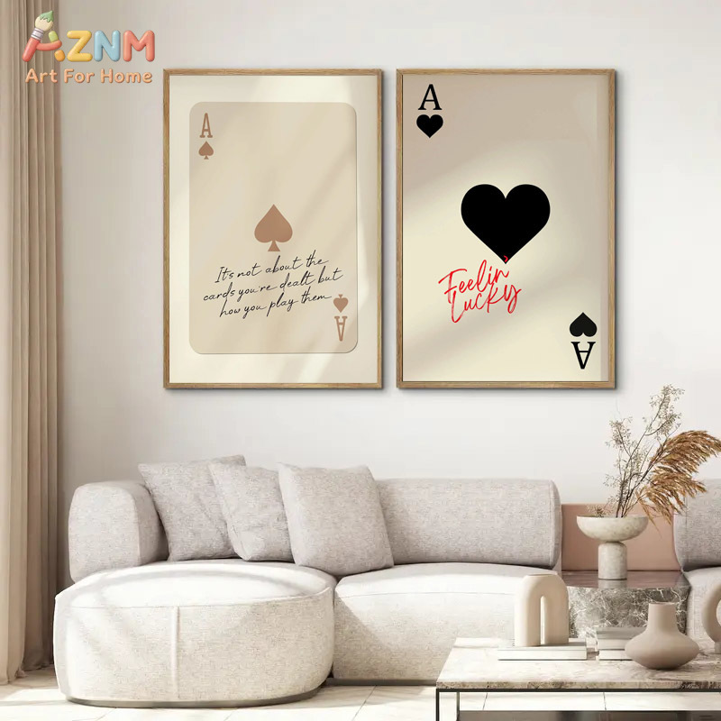 Retro Poster Gaming - لوحة جدارية قماشية AZNM بتصميم آس