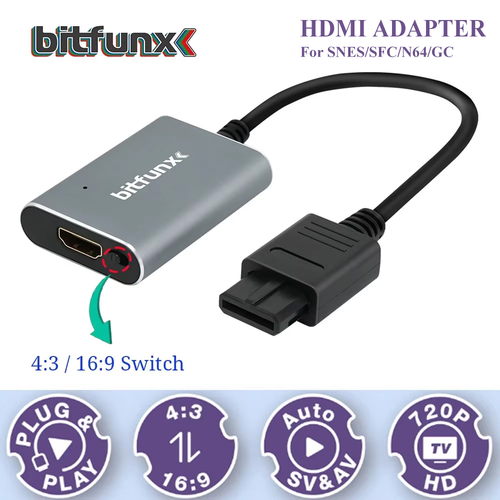 Retro Gaming Upscaler - محول فيديو Bitfunx 720P Svideo /