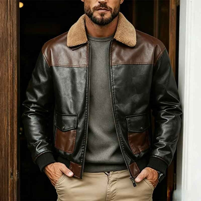Retro Gaming Jacket - معطف جلد رجالي من KIDWHXR لفصلي