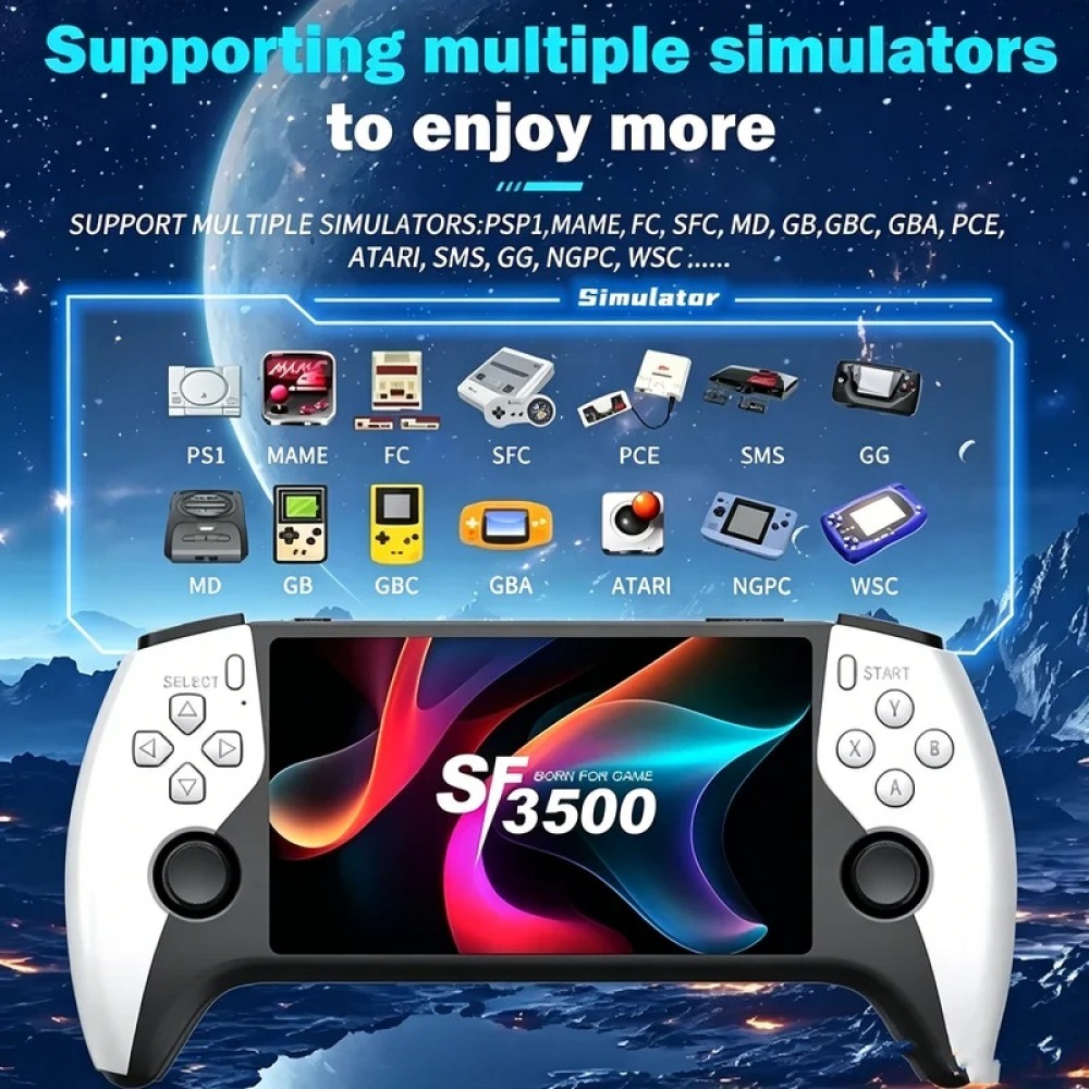 Retro Gaming Upscaler - جهاز ألعاب محمول SF3500 بشاشة 5