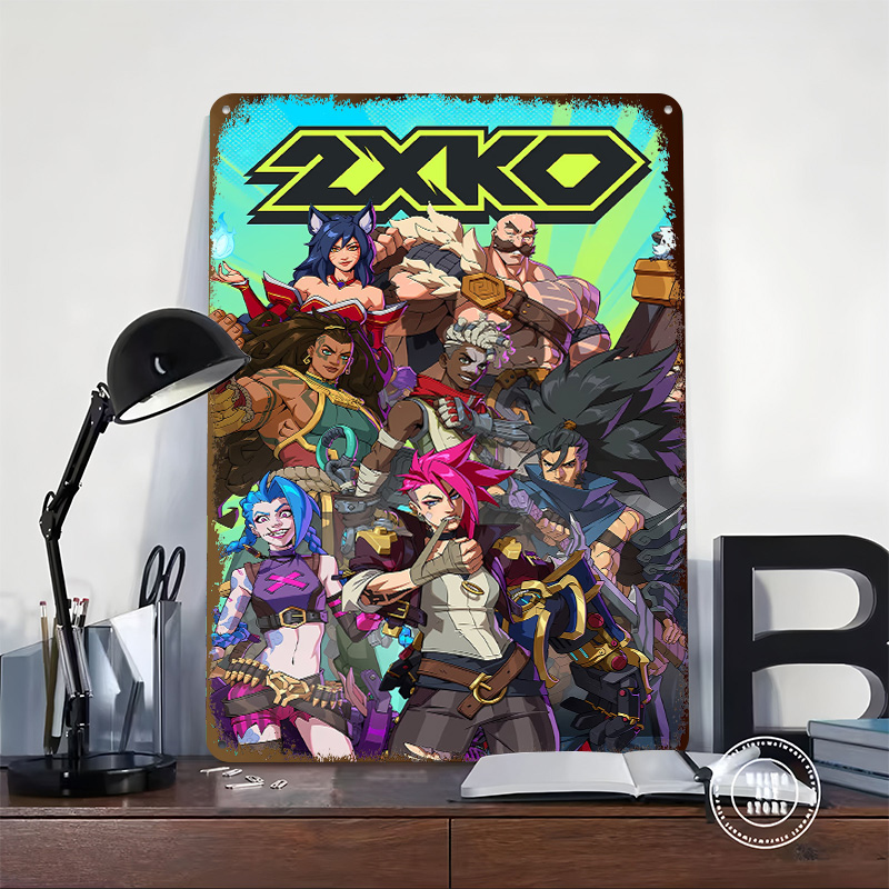 2XKO القتال لعبة الفن صفيح ملص - مراجعة Retro Poster Gaming وسعره